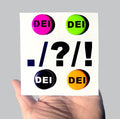 DEI buttons 4-pack 1 inch pins NEONS Pink Green Orange, White Text on Black