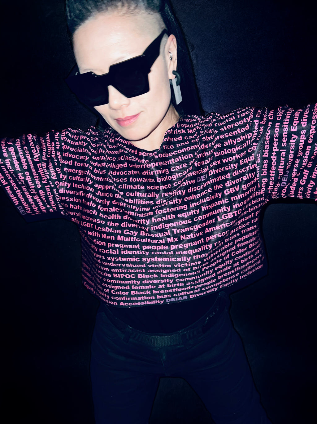 DEI Tshirt Crop and Oversize Unisex Made in NYC One-Size Pink Orange Green