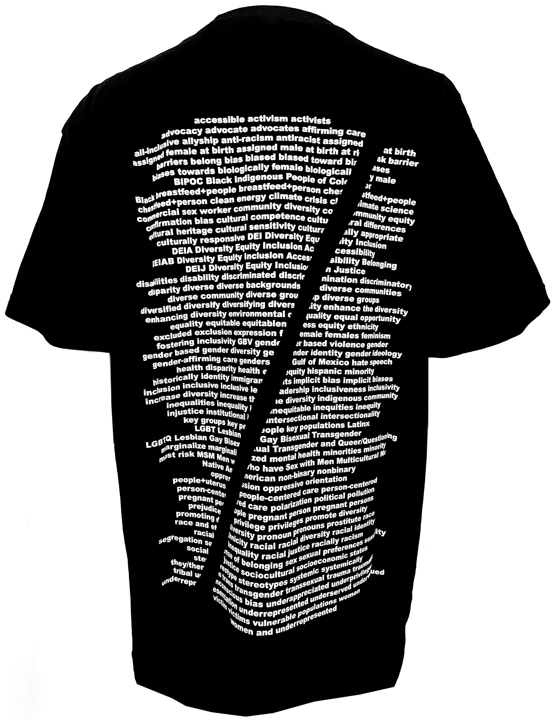 DEI Tshirt Diversity Equity Inclusion White Text on Black Protest Tee
